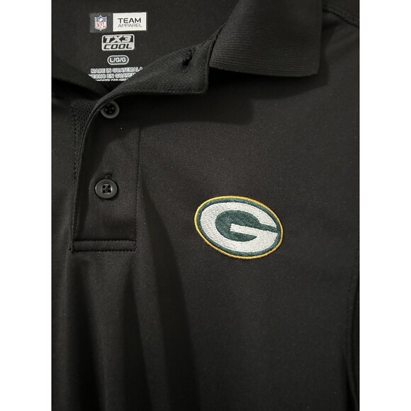 Green Bay Packers Polo Shirt Mens XL Football NFL Team Apparel Black - Picture 4 of 4